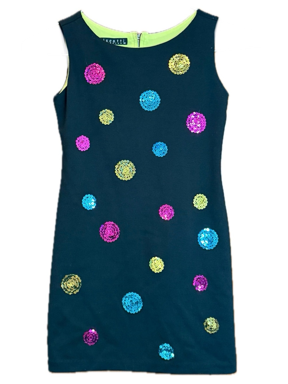 Biscotti Collezioni Girls Neon Sequin Polka Dot Shift Dress size 8